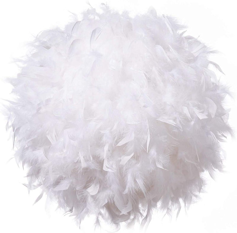 Waneway 15.7 inches Feather Lamp Shade for Ceiling Pendant Light, Lampshade for Table Lamp and Floor Lamp for Living Room, Bedroom, Wedding or Party Decoration, White - Image 1